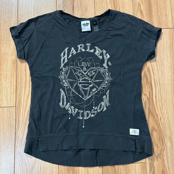 Harley Davidson Short Sleeve Shirt Women's M Love & Let Ride Black 1903 Bike - Picture 1 of 3